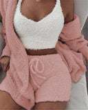 Long Sleeve Crop Tank Top Shorts Pajama Set