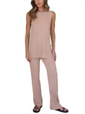 Idle Style Two-piece Simple Knitted Sweater Comfort Ice Silk Wide Leg Pants