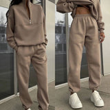 All-matching Thickened Long-sleeved Sweater And Trousers Two-piece Set