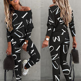 Women's Letter Printing Long-sleeve Suit