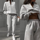 All-matching Thickened Long-sleeved Sweater And Trousers Two-piece Set