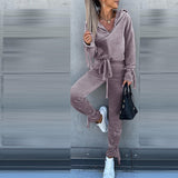 Long Sleeve Hooded Sweater Pants Suit