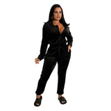 Fashion Home Casual Straight-leg Velvet Jumpsuit Suit